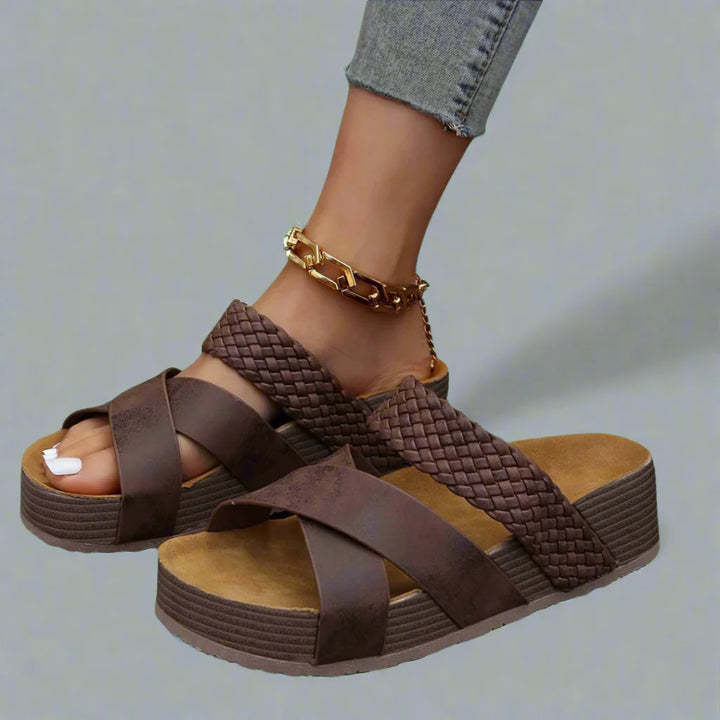 Damen Orthopädische Sandalen mit Flechtdetail und Keilabsatz