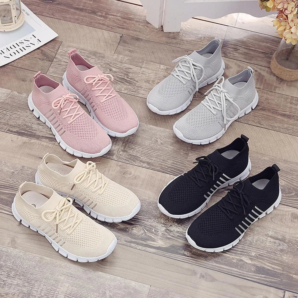 Orthopädische Damen-Sneakers aus atmungsaktivem Netz für maximalen Komfort und Unterstützung beim Gehen und Stehen.
