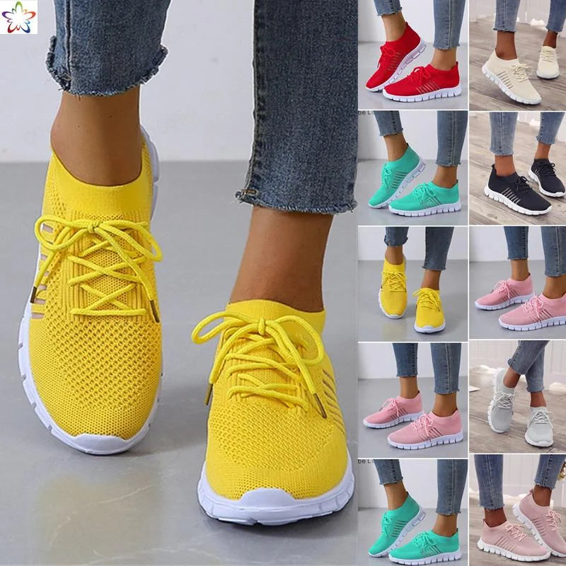Orthopädische Damen-Sneakers aus atmungsaktivem Netzstoff in Schwarz-Weiß mit rutschfester Sohle, ideal für den Alltag und…