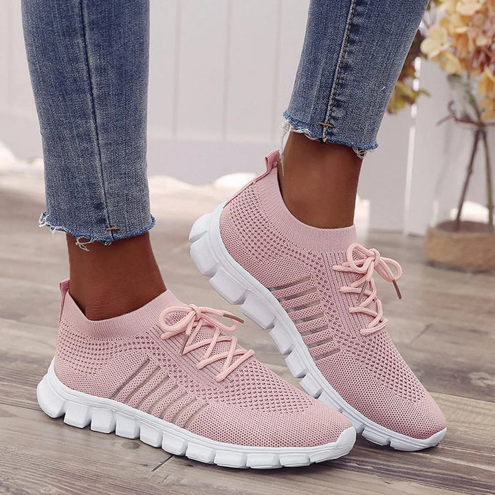 Rosa Damen Orthopädische Sneakers aus atmungsaktivem Netz für den ganztägigen Tragekomfort. Ideal für den täglichen Gebrauch.