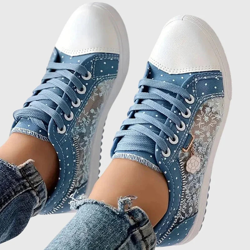 Damen Orthopädische Sneakers aus atmungsaktivem Mesh mit floralem Design und gepolstertem Innenfutter für zusätzlichen…