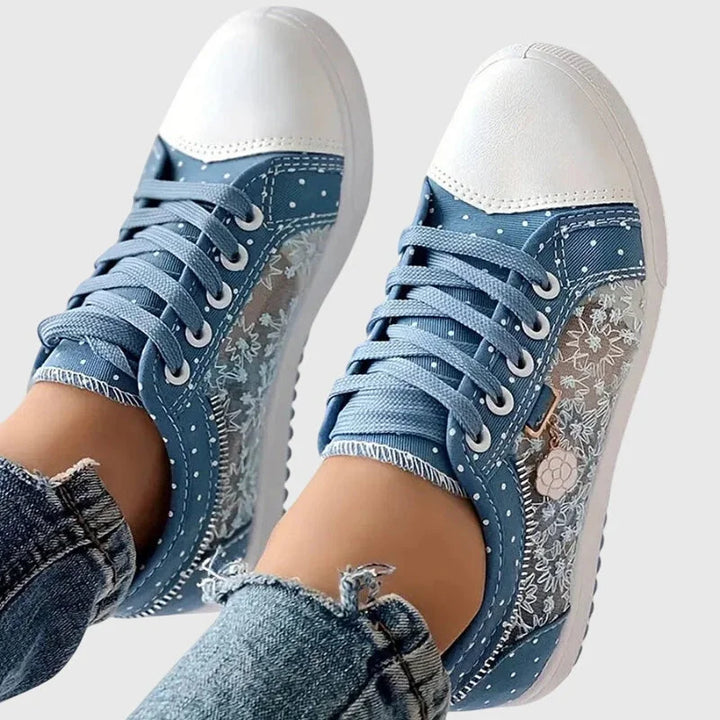 Damen Orthopädische Sneakers aus atmungsaktivem Mesh mit floralem Design und gepolstertem Innenfutter für zusätzlichen…