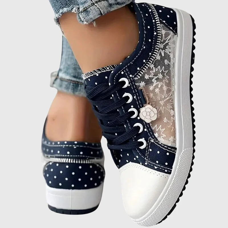 Damen Orthopädische Sneakers aus atmungsaktivem Material mit floralem Design und bequemer Sohle für optimalen Halt.