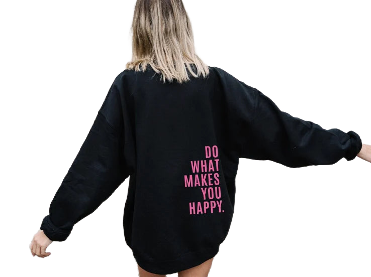 Damen Oversize Kapuzenpullover aus weichem Baumwollmix mit fröhlichem Spruch und lässigem Schnitt in zwei Farben.