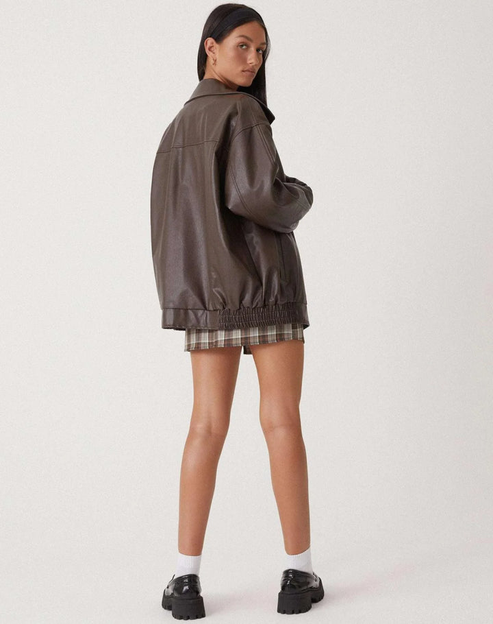 Damen Oversized Jacke im Biker-Stil