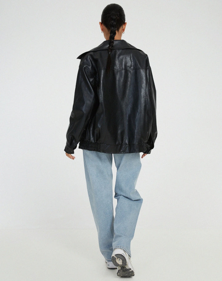 Damen Oversized Jacke im Biker-Stil