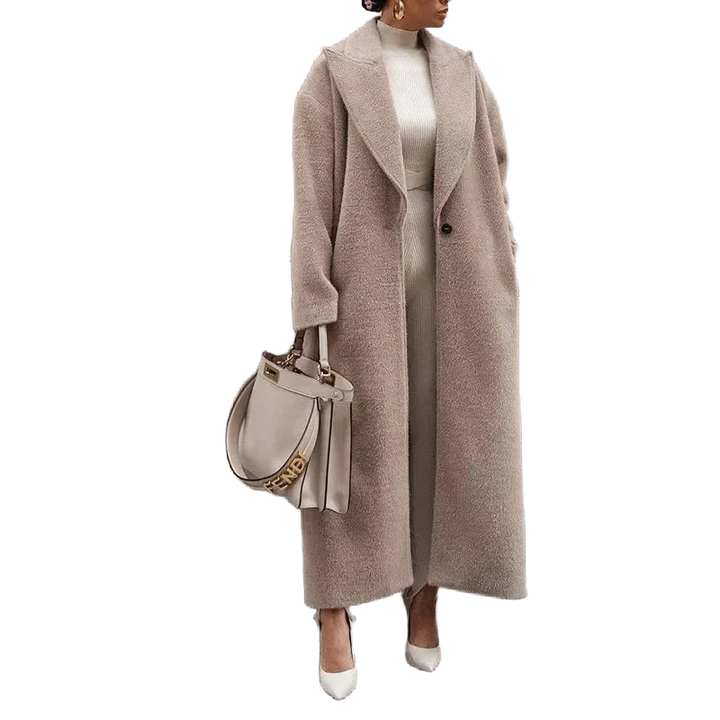 Damen Khaki Oversized Trenchcoat aus leichtem Material mit Reverskragen und praktischen Taschen. Ideal für lässige Outfits.