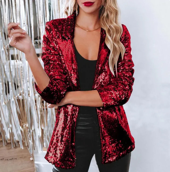 Damen Pailletten-Blazer mit lockerer Passform