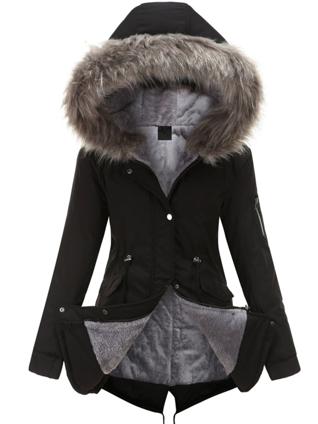 Damen Parka mit Kapuze, warmem Futter und praktischen Taschen, ideal für kalte Wintertage.