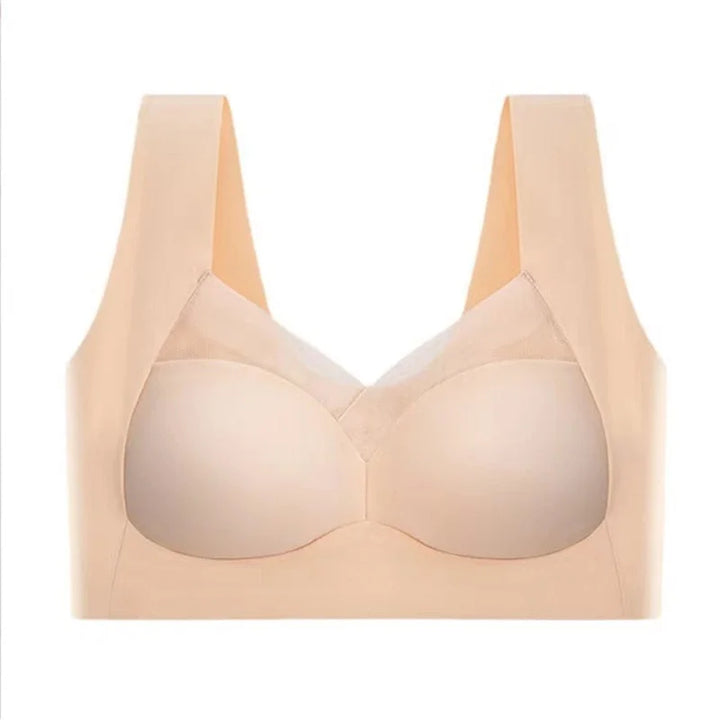 Nahtloser Damen Push-Up BH mit breiten Trägern, bequem und stützend, aus weichem Material für angenehmen Tragekomfort.