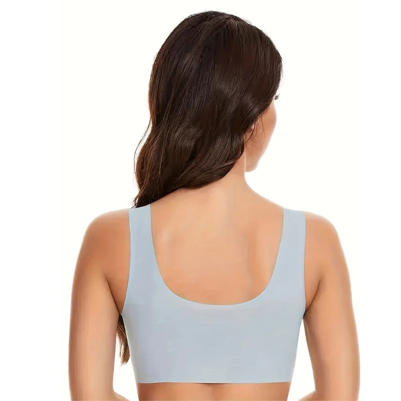 Damen Push-Up BH aus nahtlosem Material mit breiten Trägern in Schwarz, seidig glatt und bequem, ideal für den täglichen…