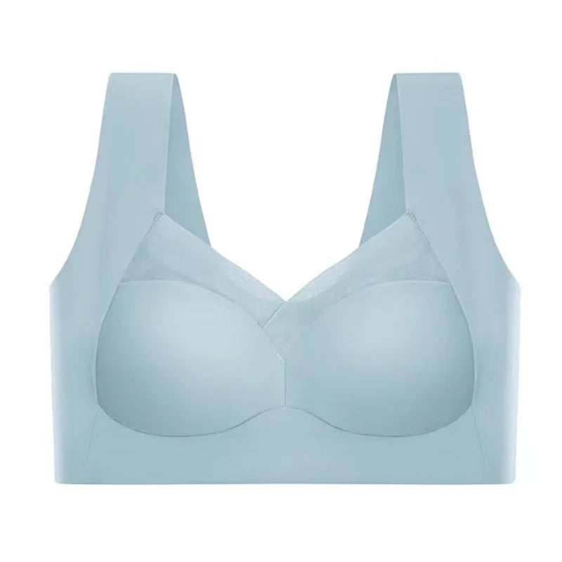 Schwarzer Damen Push-Up BH aus nahtlosem Material mit breiten Trägern, ideal für hohen Tragekomfort und unsichtbares Unter…
