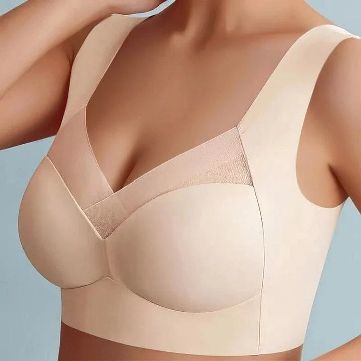 Nahtloser Damen Push-Up BH in Beige mit breiten Trägern, betont und formt die Brust. Hochwertiges Material, angenehm zu…
