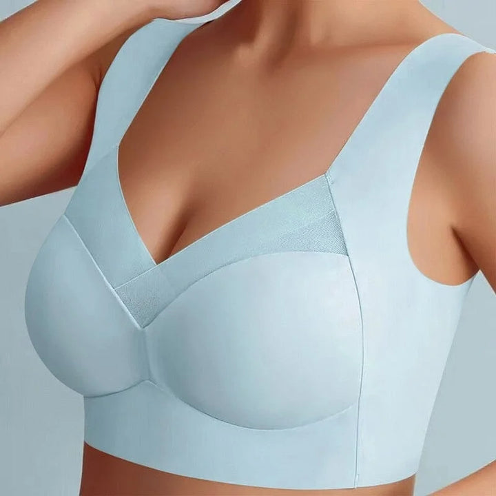 Damen Push-Up BH in Blau, nahtlos mit breiten Trägern aus bequemem Material für maximalen Komfort und perfekte Passform.