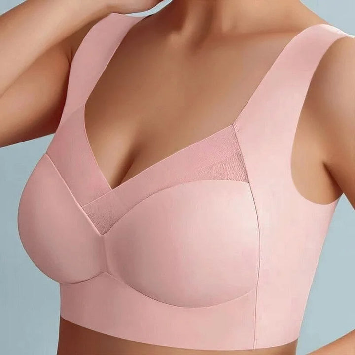 Nahtloser Damen Push-Up BH in Rosa mit breiten Trägern, weichem Stoff und perfekter Passform.