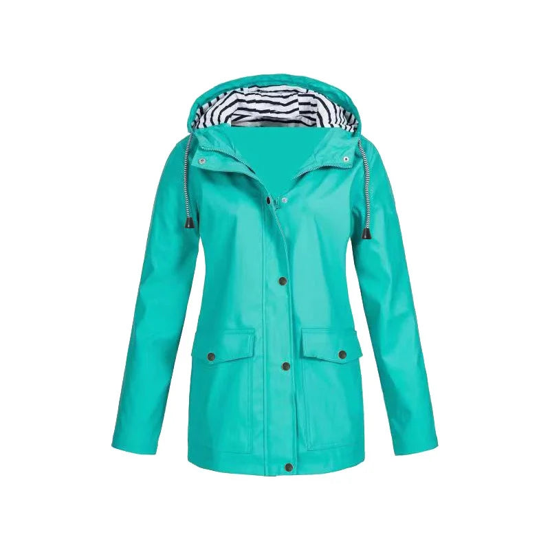 Damen Regenjacke mit Kapuze und Innenfutter