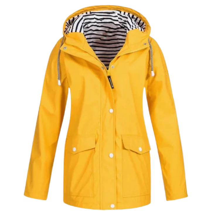Damen Regenjacke mit Kapuze und Streifenfutter