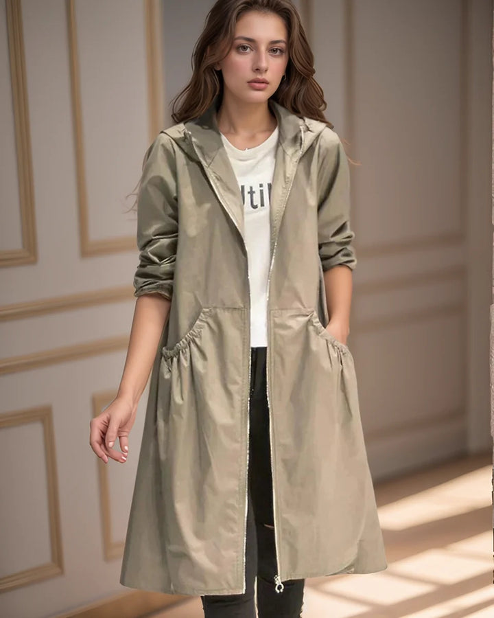 Damen Regenjacke mit Kapuze und Tunnelzug