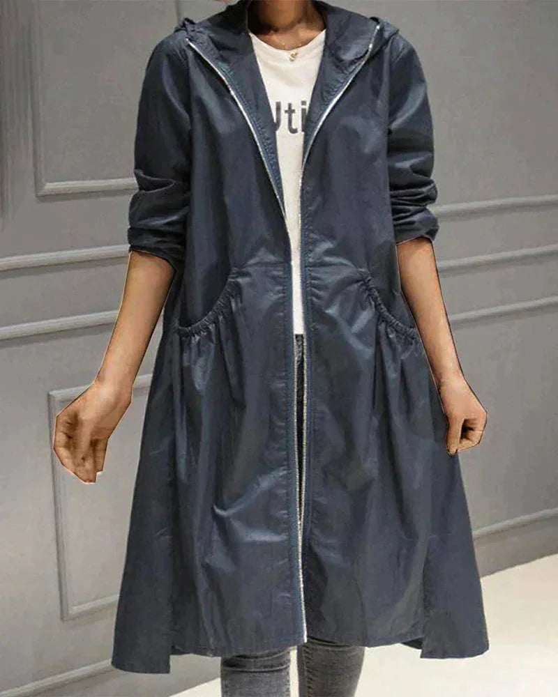 Damen Regenjacke mit Kapuze und Tunnelzug