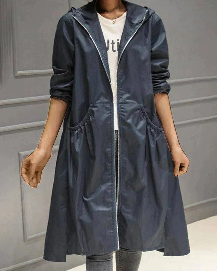 Damen Regenjacke mit Kapuze und Tunnelzug