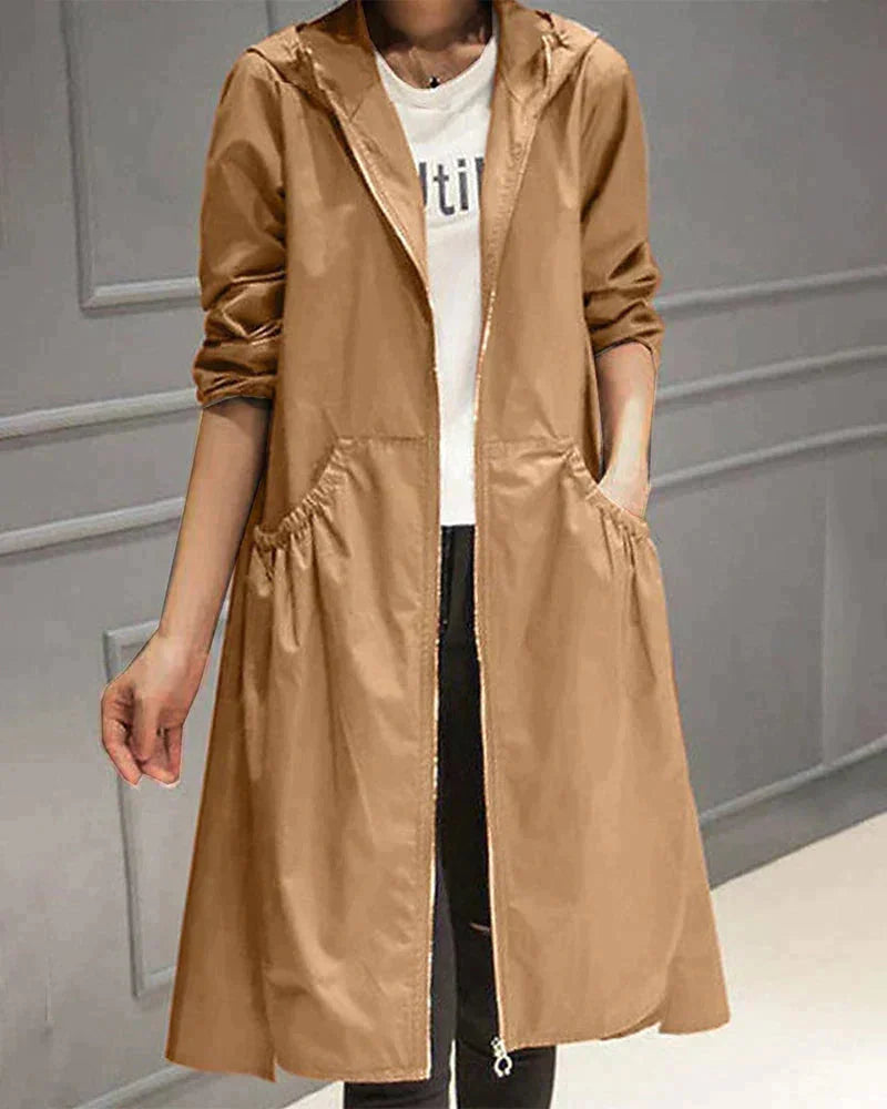 Damen Regenjacke mit Kapuze und Tunnelzug