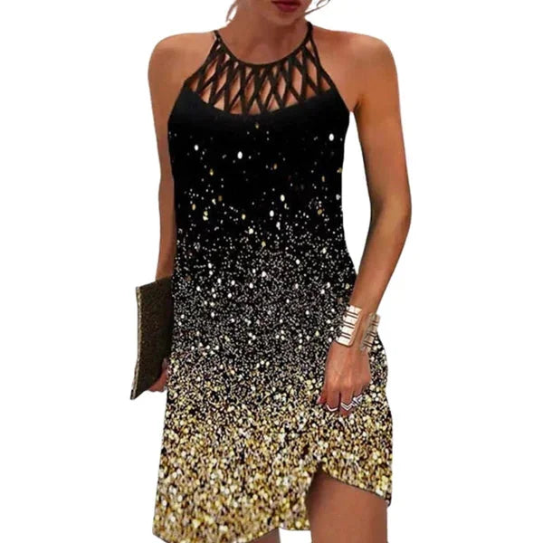 Damen Sommerkleid mit Ethnomuster, ärmellos, Halterneck, in Beige, perfekt für den Sommer, luftig und leicht, einzigartiges…