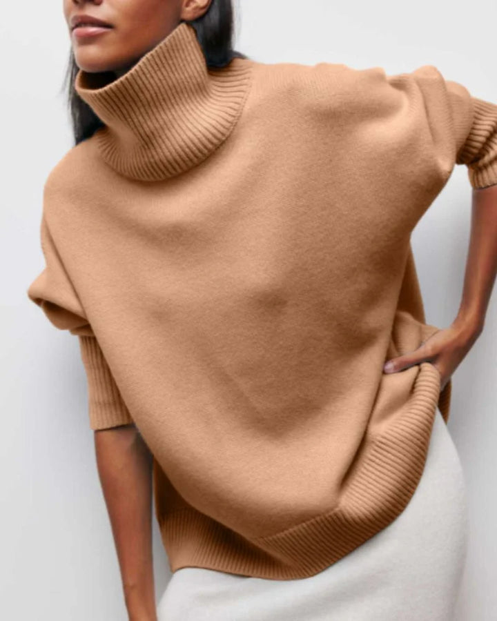 Brauner Damen Rollkragenpullover im Relaxed Fit aus weichem, bequemem Material mit lässigem Schnitt für täglichen…