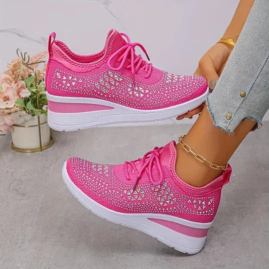 Damen Sneaker mit Komfortsohle und funkelnden Akzenten