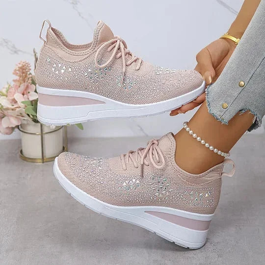 Damen Sneaker mit Komfortsohle und funkelnden Akzenten