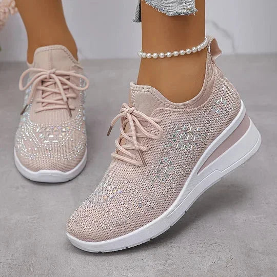 Damen Sneaker mit Komfortsohle und funkelnden Akzenten