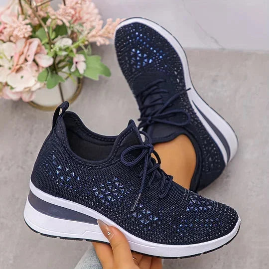 Damen Sneaker mit Komfortsohle und funkelnden Akzenten