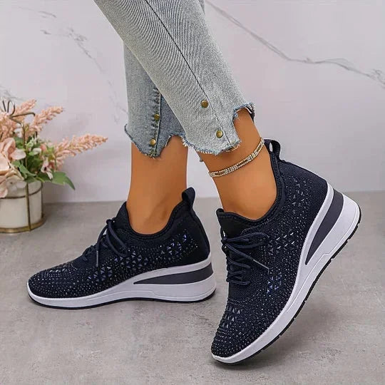 Damen Sneaker mit Komfortsohle und funkelnden Akzenten
