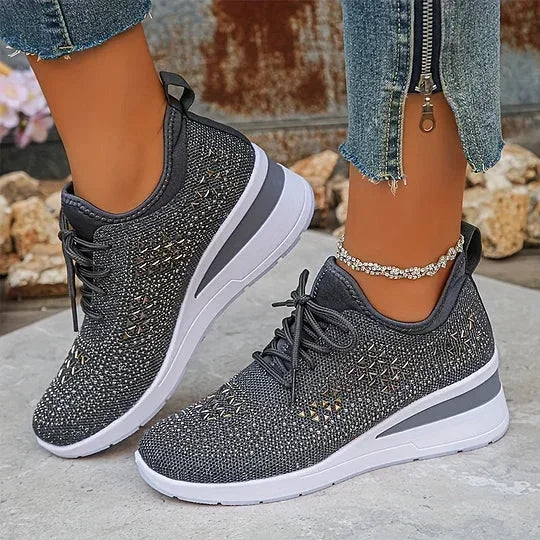 Damen Sneaker mit Komfortsohle und funkelnden Akzenten