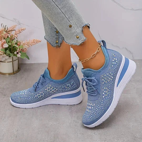 Damen Sneaker mit Komfortsohle und funkelnden Akzenten