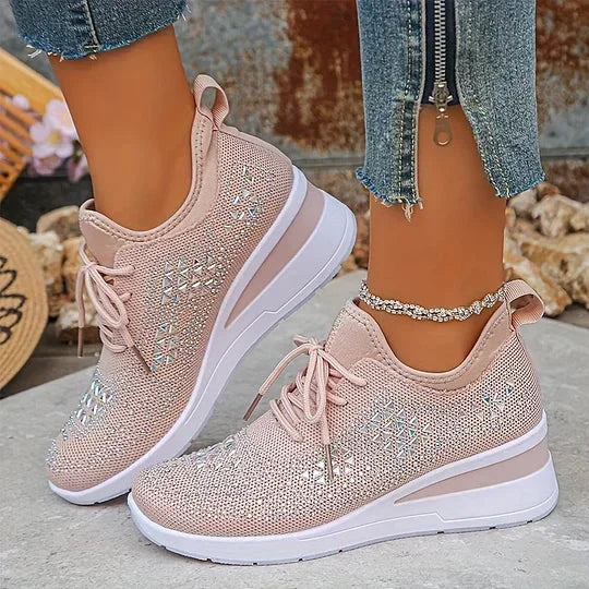 Damen Sneaker mit Komfortsohle und funkelnden Akzenten