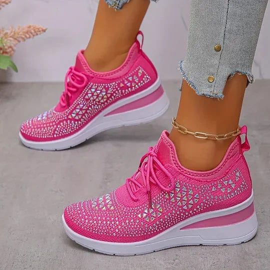 Damen Sneaker mit Komfortsohle und funkelnden Akzenten