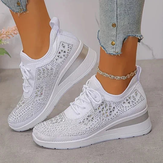 Damen Sneaker mit Komfortsohle und funkelnden Akzenten