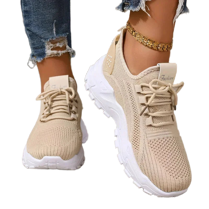 Damen Sneaker mit Strickdesign und verstärkter Sohle