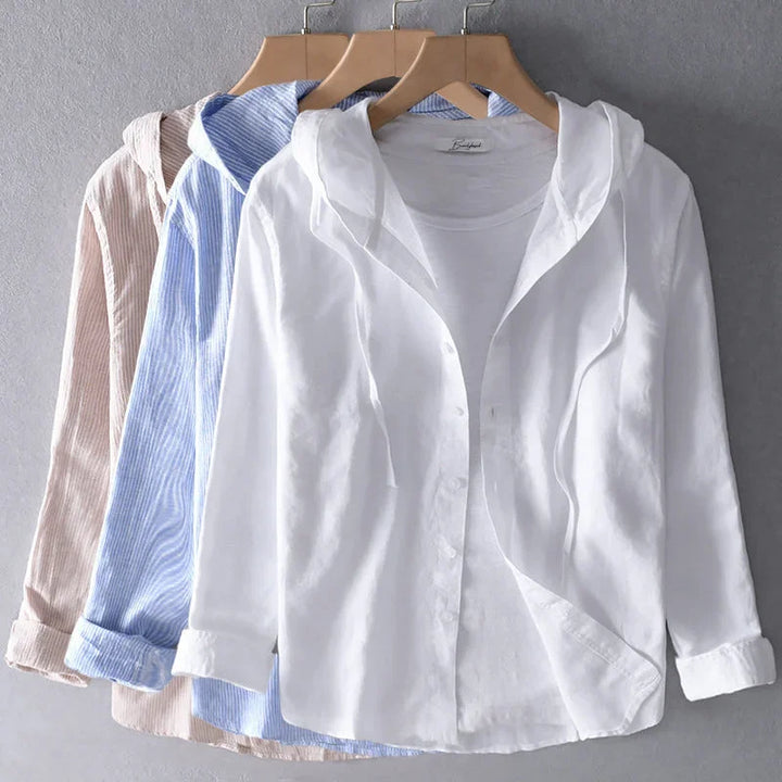 Damen Zip Hoodie mit Kapuze und leichtem Streifenmuster