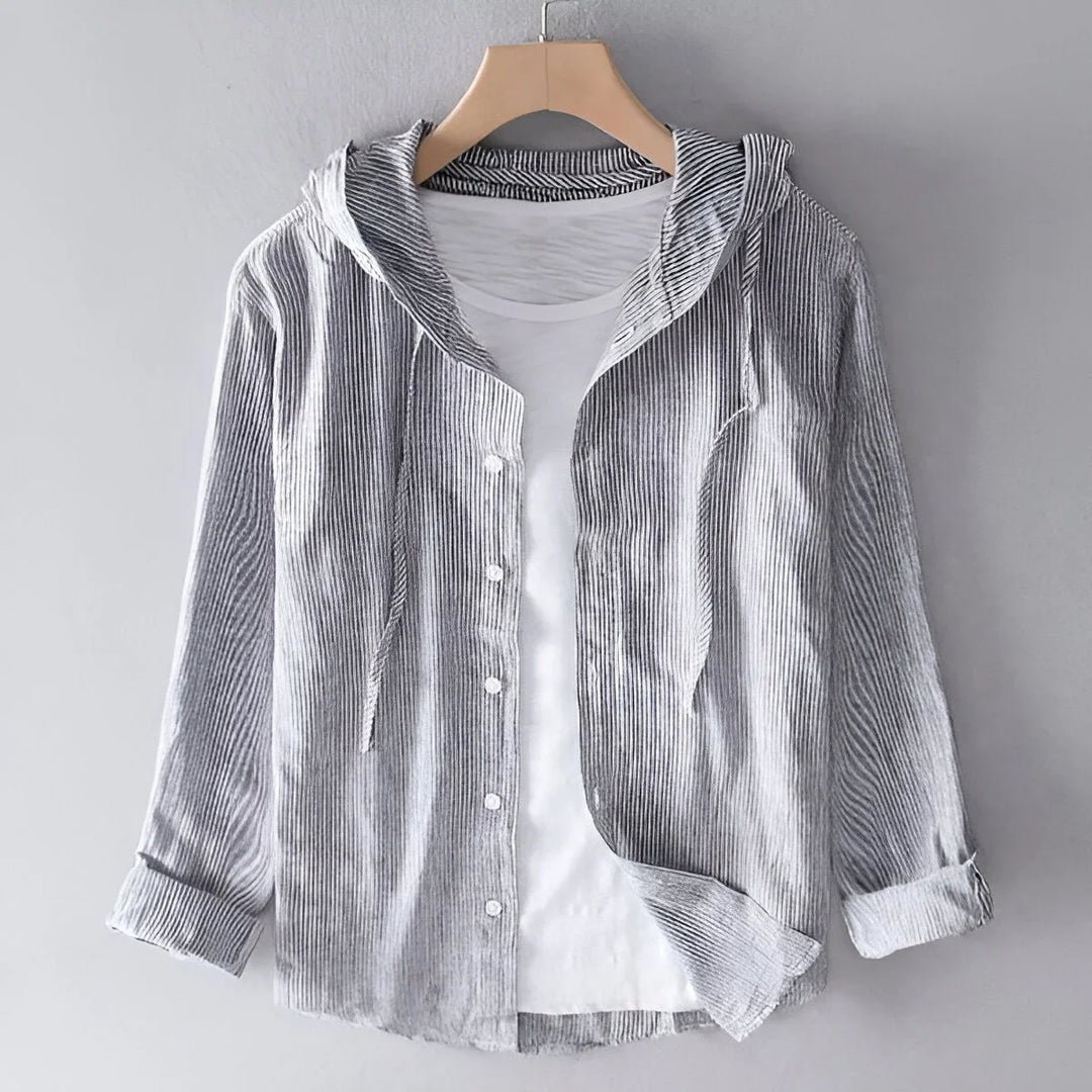 Damen Zip Hoodie mit Kapuze und leichtem Streifenmuster