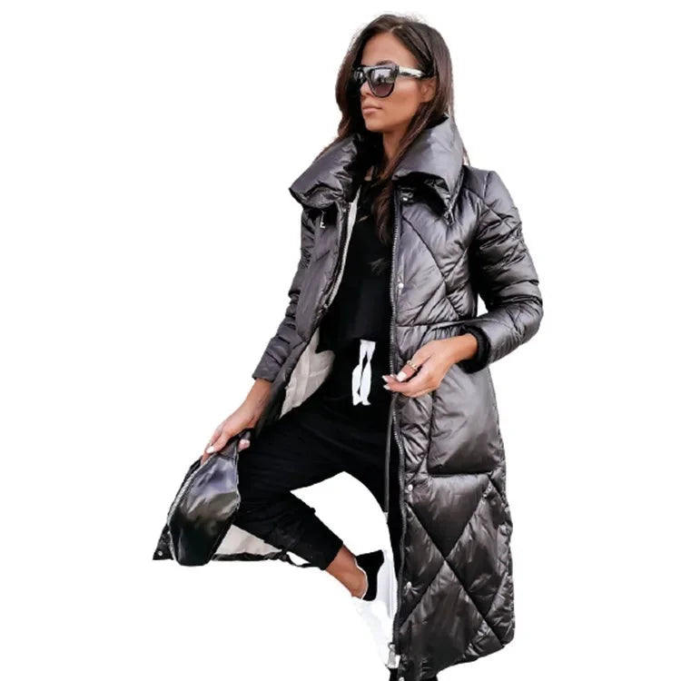 Damen Steppjacke mit hohem Kragen und Reißverschluss