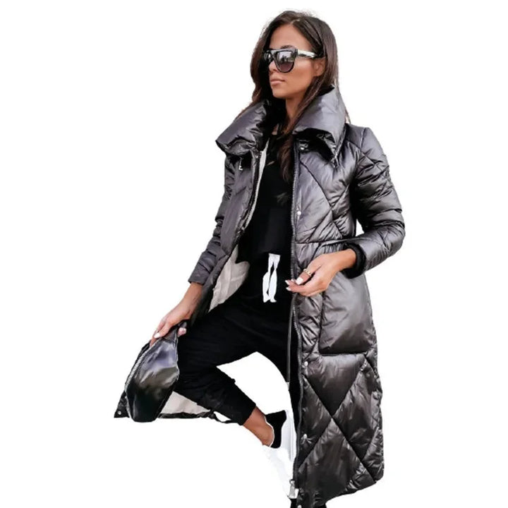 Damen Steppjacke mit hohem Kragen und Reißverschluss