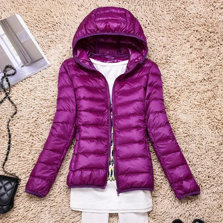 Damen Steppjacke mit Kapuze und Reißverschluss
