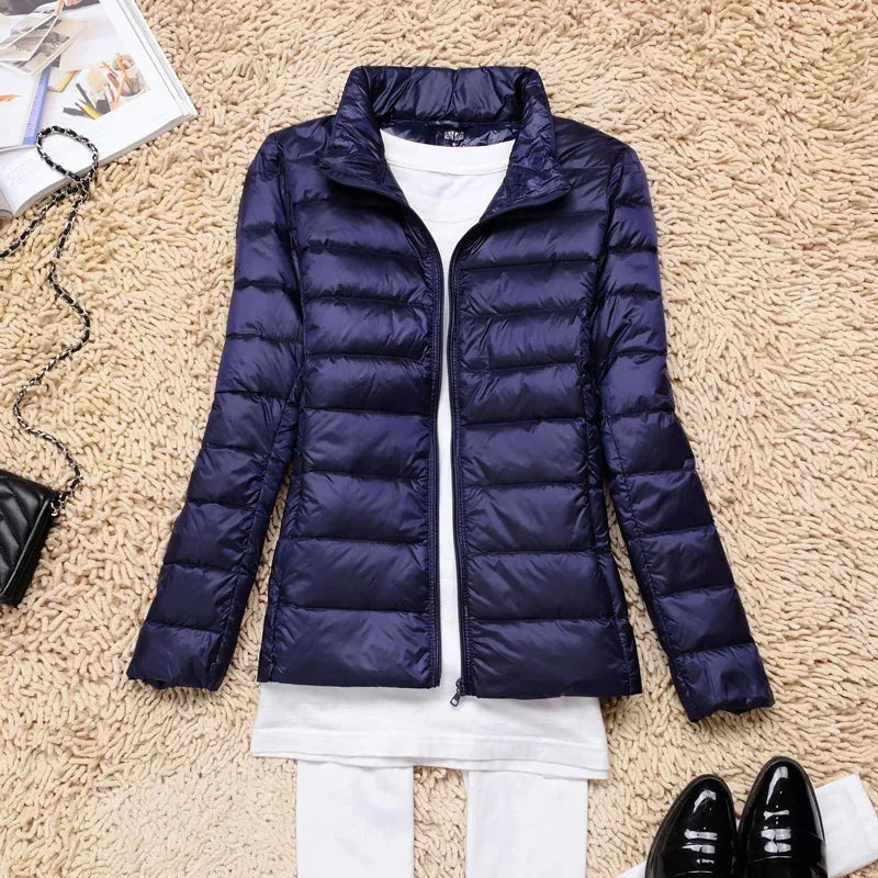 Damen Steppjacke mit Kapuze und Reißverschluss