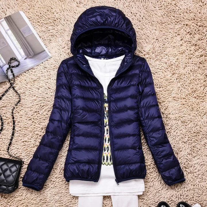 Damen Steppjacke mit Kapuze und Reißverschluss