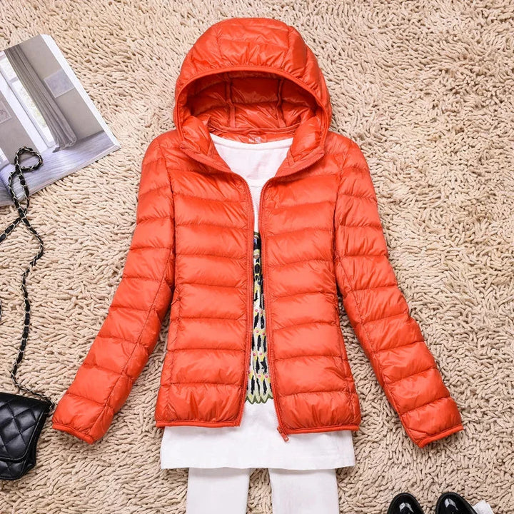 Damen Steppjacke mit Kapuze und Reißverschluss