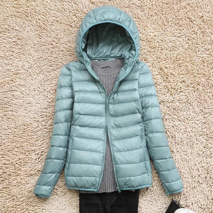 Damen Steppjacke mit Kapuze und Reißverschluss