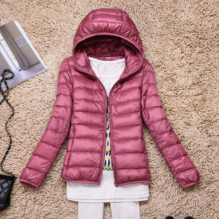 Damen Steppjacke mit Kapuze und Reißverschluss