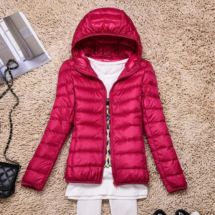 Damen Steppjacke mit Kapuze und Reißverschluss