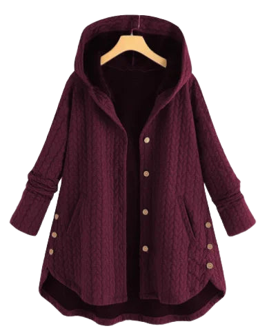 Damen Strickjacke mit Kapuze und Knöpfen